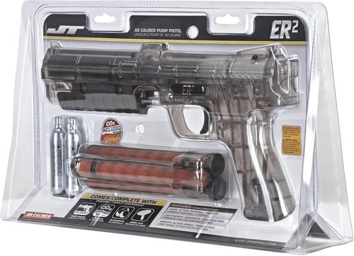 JT ER2 Paintball Marker Pistol Kit - .68 Caliber with CO2 Cartridges & Paintballs | Lightweight Pump Action