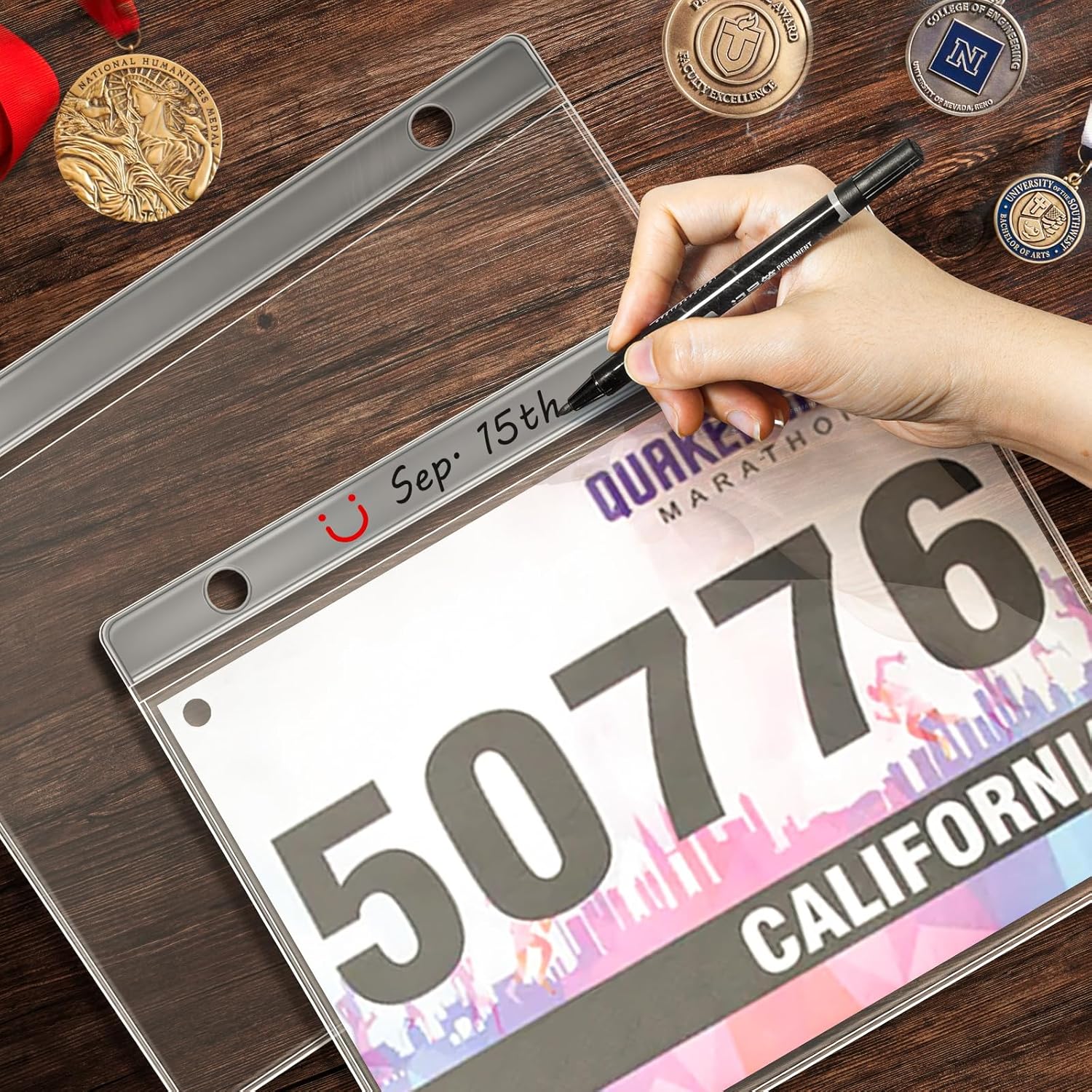 Race Bib Holder by [Brand Name] - 20 Sleeves for Runners | Durable Vinyl Sheet Protectors in Black