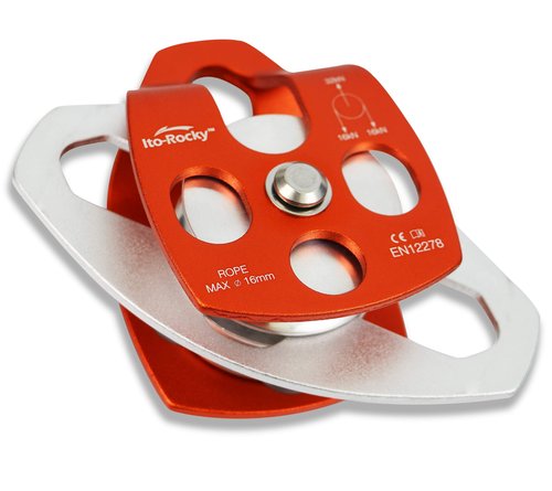 Ito Rocky Double Sheave Pulley 32 kN CE Certified Rescue Climbing Gear with Swing Plate for Progress Capture System Rigging Hauling Arborist Tree Climbing