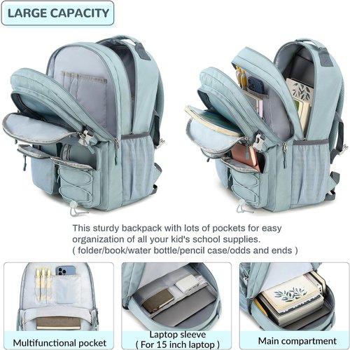 Lohol Water Resistant Backpack - Multiple Pockets for School & Travel | 15.6-Inch Laptop Daypack (Blue)
