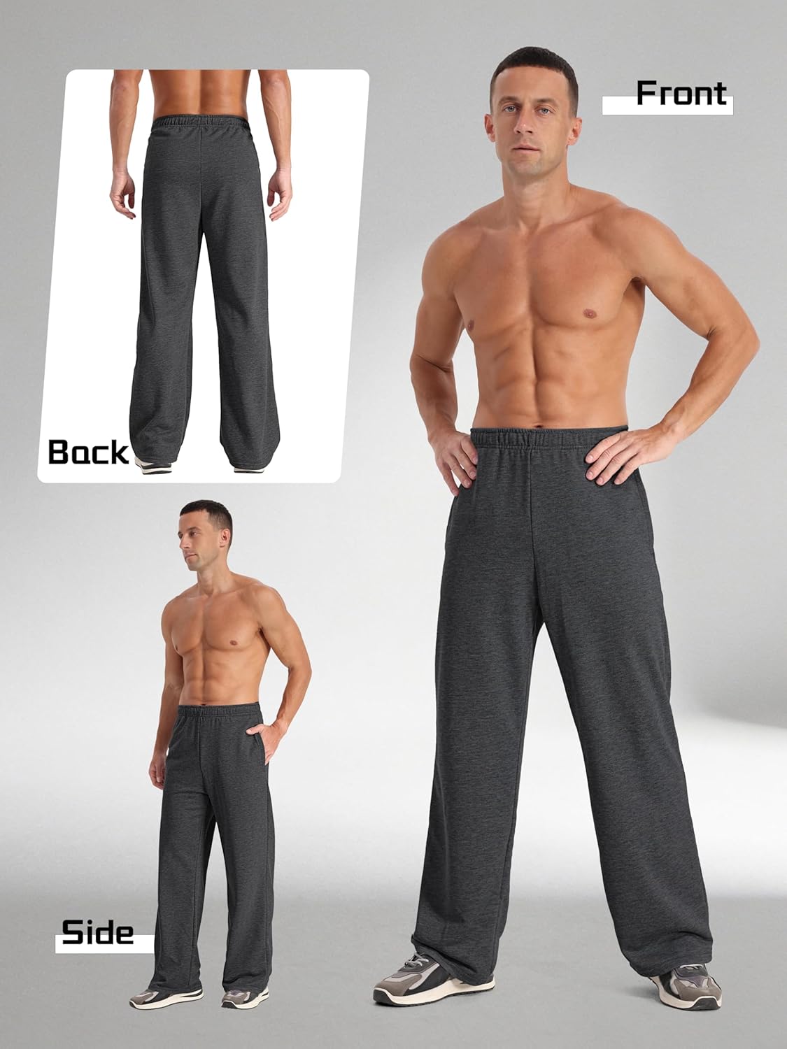 Skiennix Men's Athletic Joggers - Lightweight Open Bottom Sweatpants with Pockets | 4 Pack