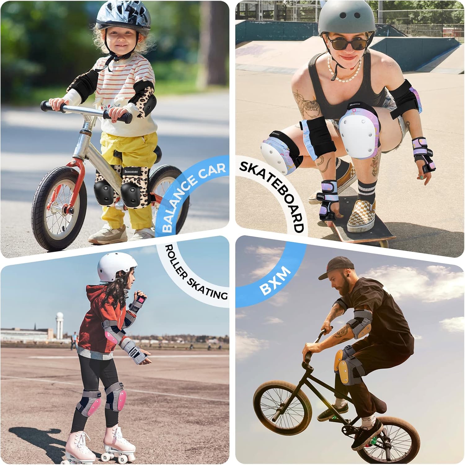 Skiennix Protective Gear Set - Knee Pads, Elbow Pads & Wrist Guards for Kids & Adults | Large Size