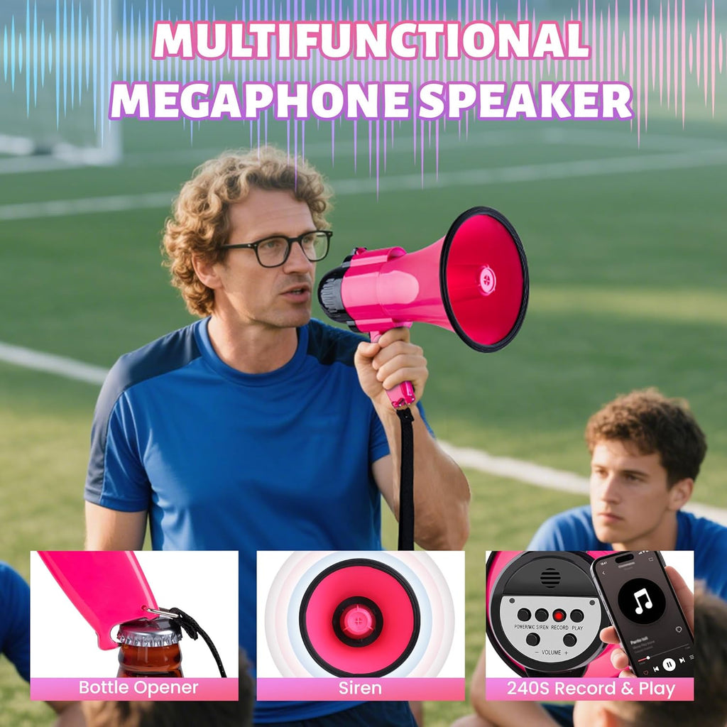 Skiennix 30 Watt Portable Megaphone - Voice, Siren Alarm & 240S Recording with Volume Control