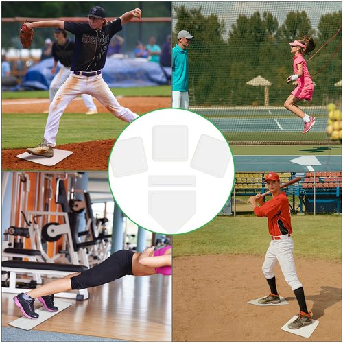 PRAOUTSAD Baseball & Softball Home Plate and 9" Hollow Plastic Baseball Set Baseball Training Equipment for Yard, Tball Balls, Kickball