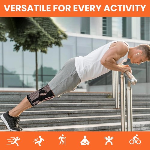 Copper Knee Braces for Women and Men 2 Pack, Knee Compression Sleeve for Knee Pain, Arthritis, Workout Sports Knee Support for Running, Meniscus Tear, ACL & Arthritis Pain Relief (Copper, Large)