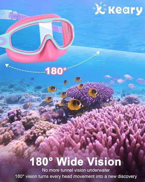 Keary Kids Swim Goggles - Anti-UV & Anti-Fog with Nose Cover | 2 Pack for Ages 3-12
