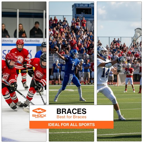 Shock Doctor Braces Football Mouth Guard, Upper and Lower Teeth. Convertible, Ultra Double Protection, Comfortable and Durable Mouthguard.