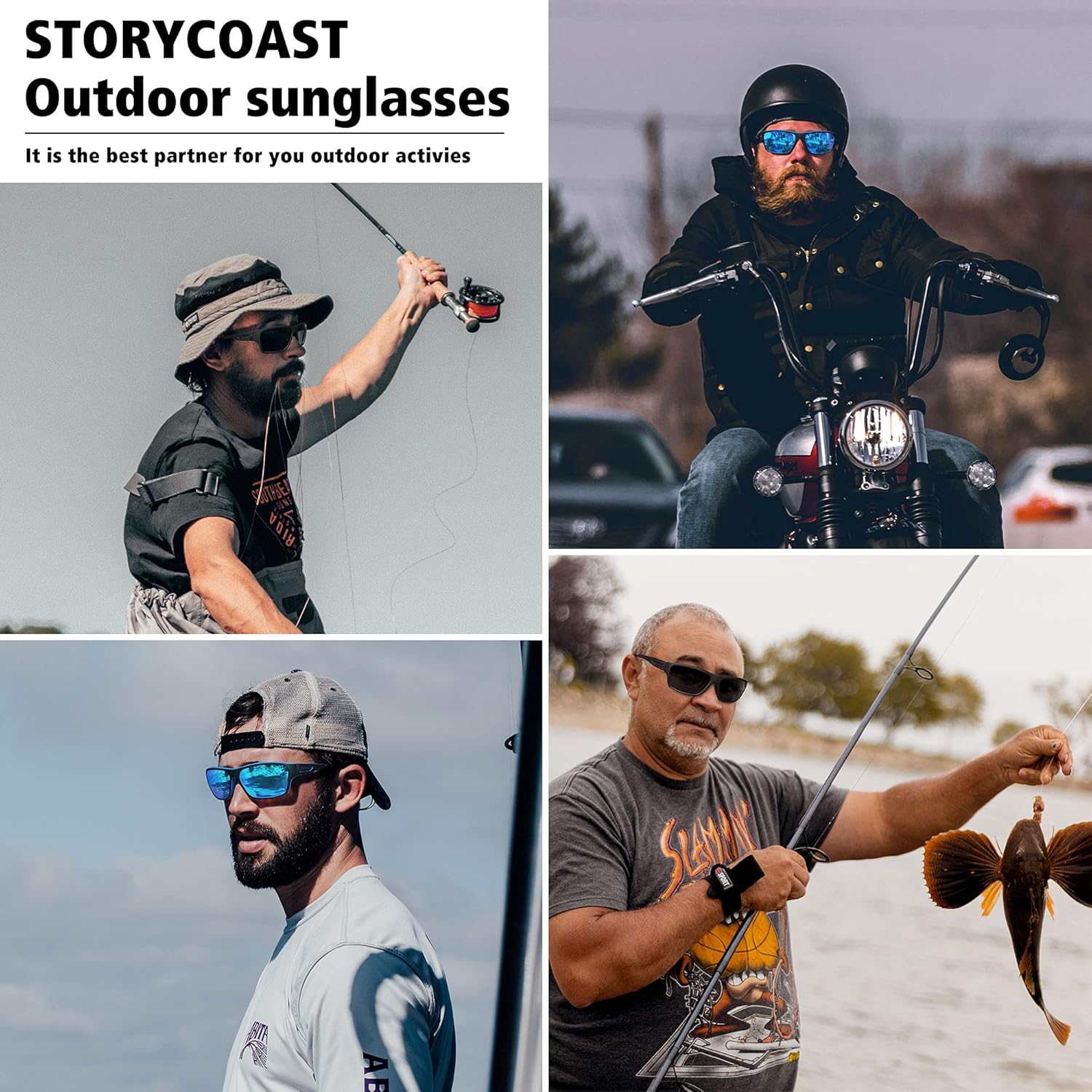 STORYCOAST Polarized Sports Sunglasses - Unbreakable Frame for Cycling, Fishing & Driving