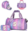 Skiennix Girl Gym Bag - Stylish Weekender Tote with Shoe Compartment & Makeup Pouch | Ideal Gift for Ages 3-12 (Letter S)