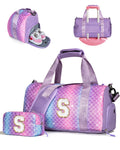 Vogewood Cool Stuff for Teen-Girl Gym Bag with Shoe Compartment, Kid Personalized Weekender Overnight Bags, Initial Travel Tote with Makeup Pouch, Gift for 7 8 9 10 11 12 Year Old Girls (Letter S)