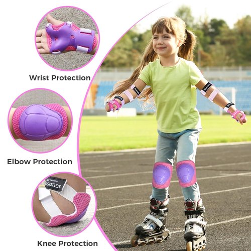 BOSONER Kids Protective Gear Set - Knee Pads, Elbow Pads & Wrist Guards for Ages 3-15 | Ideal for Roller Skating, Cycling & More