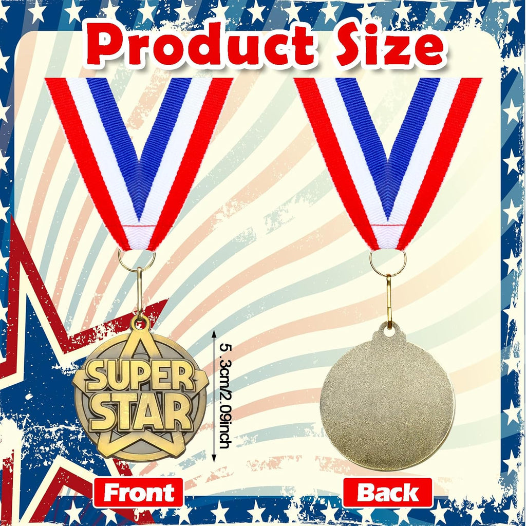 Quelay 30 Pcs Gold Award Medals - 2'' Winner Medals with Neck Ribbons for Team Competitions & Graduation