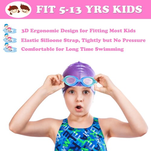 EWPJDK Kids Swim Goggles - Anti-Fog, Leak-Proof Design | 2 Pack for Ages 3-15