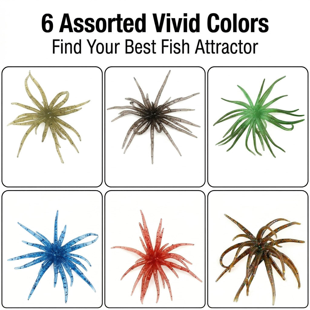 Soft Sea Urchin Bait, Bass Fishing Bait, Soft Artificial Sea Urchin Lures for Shore, Trout, River, Lake, Saltwater, Freshwater (Brown 6pcs)