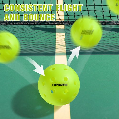 FITPROWIN Outdoor Pickleball Balls 40 Holes Pickle Ball High Bounce & Durability Pickle Balls 4/12/36 Pack Great Visibility Neon Green Pickleballs for Beginners Professionals
