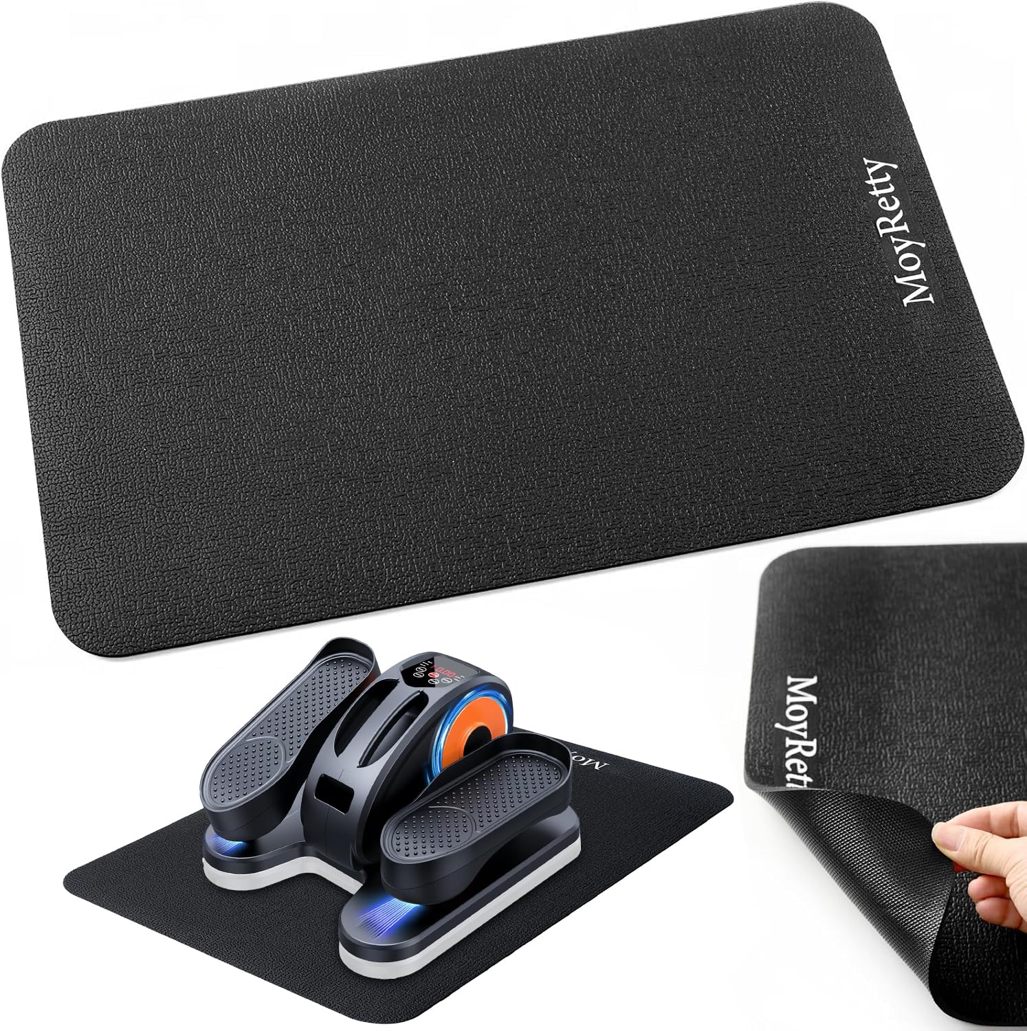 MoyRetty Non-Slip Workout Mat for Under Desk Elliptical(23.62x15.75 inches), Ellipse Leg Exerciser Machine Mat, Suitable for Electric Seated Foot Pedal Exerciser, Stability and Floor Protection