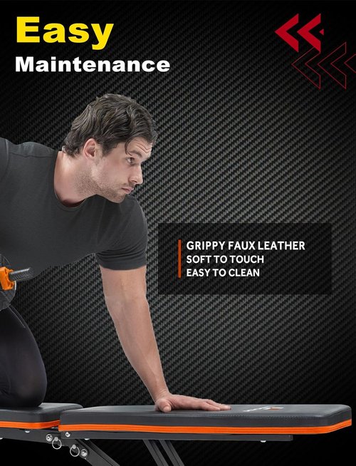 LINODI Adjustable Weight Bench - Foldable Incline & Decline for Full Body Strength Training | Home Gym Essential