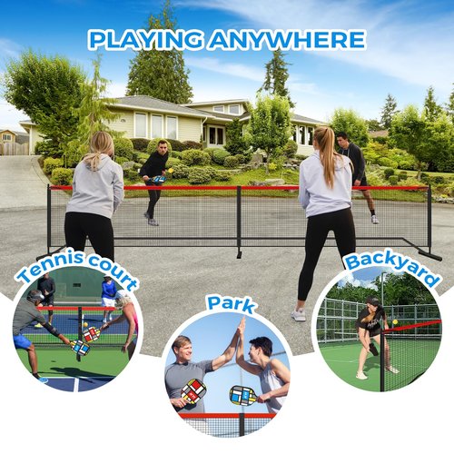 DUJORM Pickleball Set with Net and Paddles, 4 Player Set, Multicolor Wooden Paddles, 22FT Portable Net, 4 Balls,Pickleball Paddle Set of 4 with Net and Carring Bag