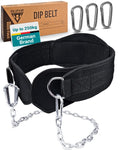 PULLUP & DIP Weightlifting Belt for and additional Strength and Muscle Building, Weight Belt with Steel Chain & 3x Carabiner, Dip Belt for Calisthenics, Weight Training, Training at Home and Bodybuilding