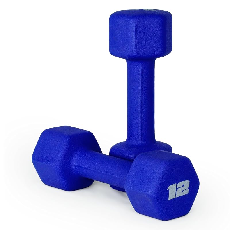 12 lb Color Series Neoprene Dumbbell Pair - Non-Slip Hex, Admiral Blue