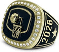 Express Medals 2026 Champion Basketball Trophy Ring - Sizes 6 to 11 with Award Display Stand