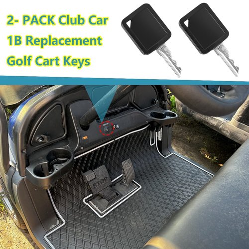 BESTJKM Replacement Golf Cart Key 1B - 2-Pack Compatible with Club Car DS & Precedent Models Fits Part #105068002 Durable & Reliable Ignition Key Set for Easy Use