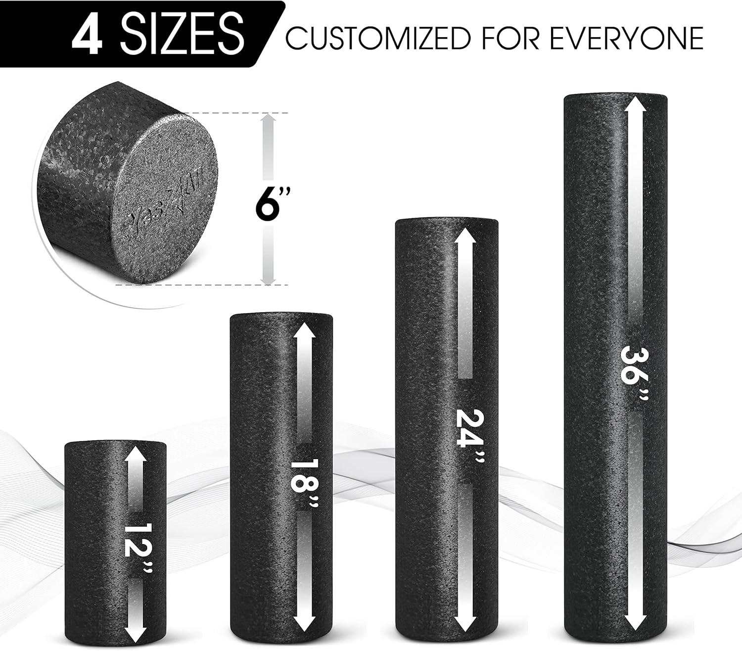 Yes4All High-Density Foam Roller - Versatile Back Roller for Yoga, Pilates & Stretching | 12-36 Inch Sizes