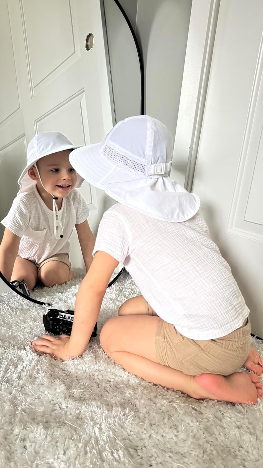 Skiennix Toddler Sun Hat - Adjustable Wide Brim Beach Hat for Kids Ages 0-14 Years | Summer Essential