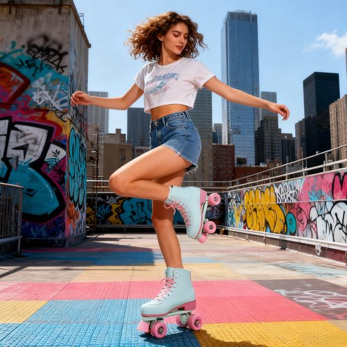 jessie Roller Skates Women, Adult Breathable PU Leather Flash Wheels Roller Skates for Beginners Professionals Indoor&Outdoor(US Size: 10)