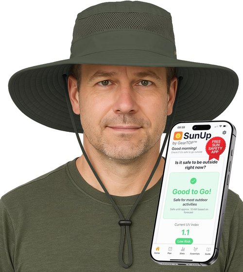GearTOP Safari Hat - UV Protection UPF 50+ Sun Hat for Men & Women | Ideal for Fishing, Gardening & Hiking (22-23 1/2")