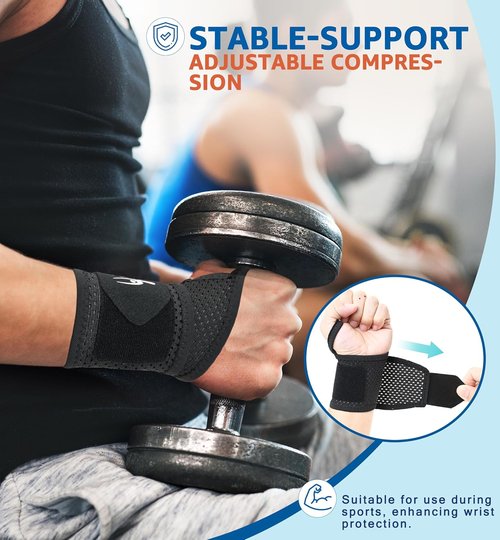 HiRui Ultra-Thin Mesh Wrist Wraps - Breathable, Adjustable Support for Pain Relief | Unisex, One Size (Black)