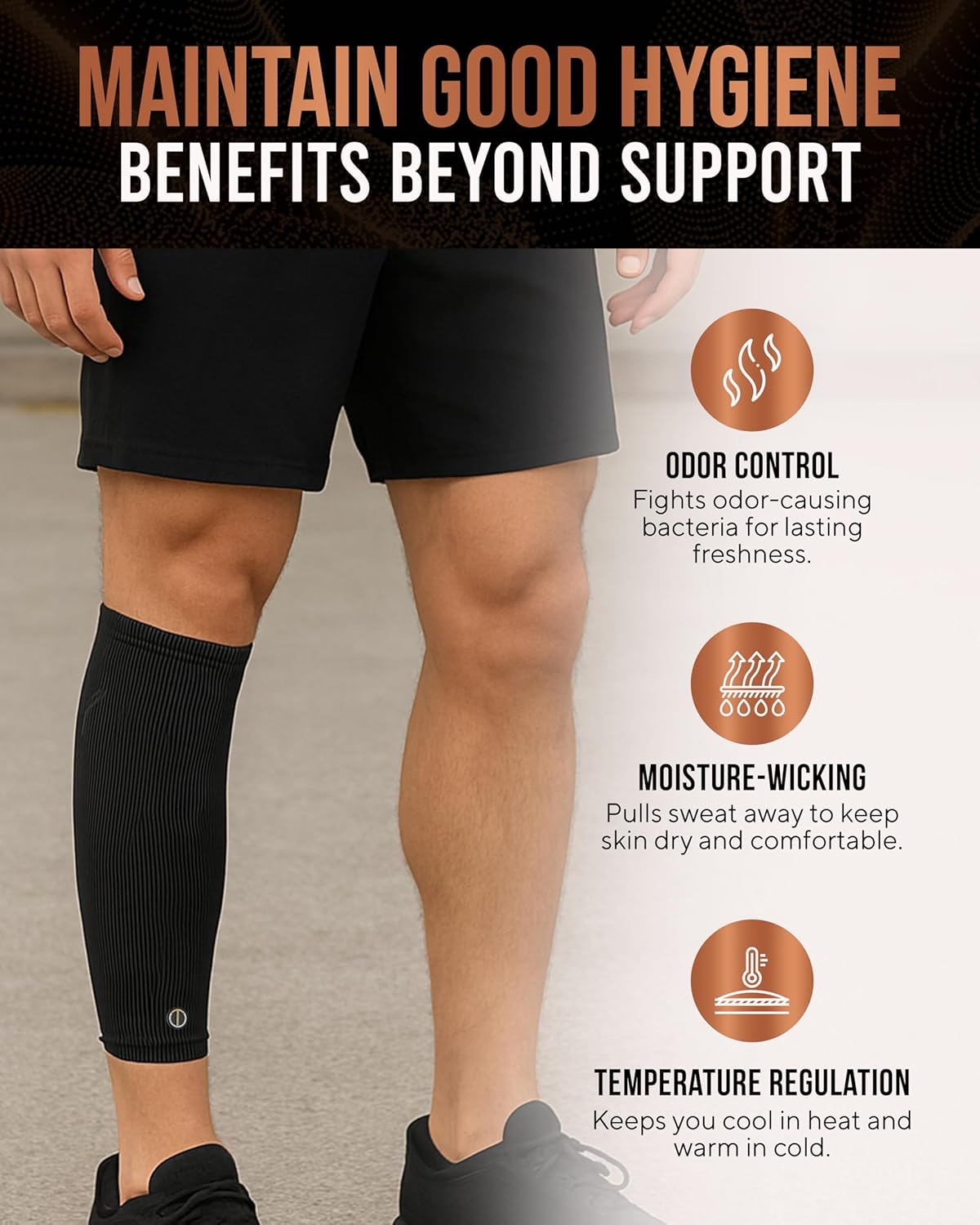 TheraCopper Copper Calf Compression Sleeve - Premium Breathable Shin Sleeve for Men & Women | Non-Slip Design for Muscle Recovery & Leg Fatigue