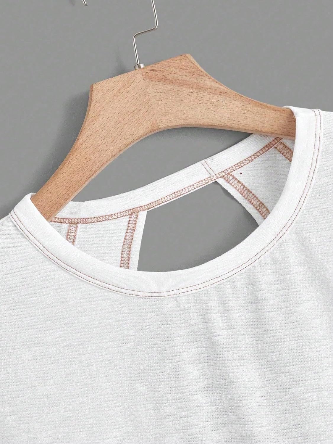 RoseSeek Women's Open Back Tops - Criss Cross Cut Out Casual T-Shirt | Summer Short Sleeve Tee