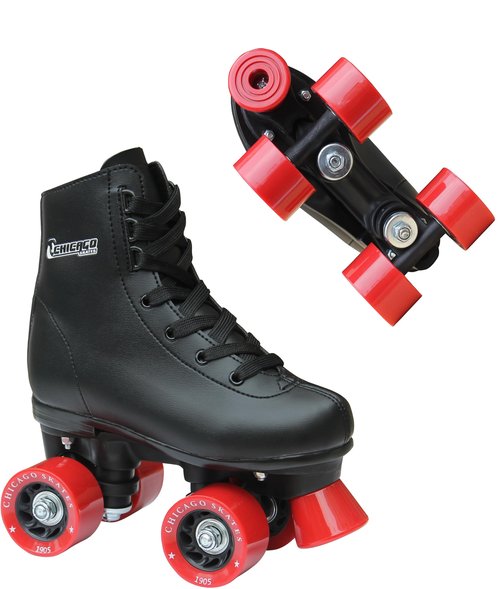 Chicago Boys Rink Roller Skate - Black Youth Quad Skates - Size J10, Chicago Boys Skate J10
