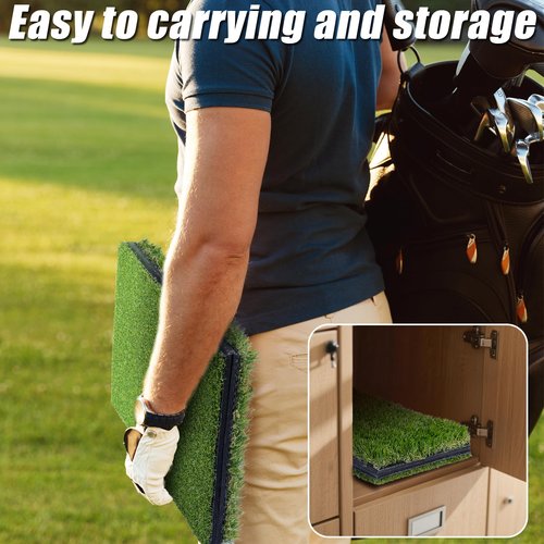 SIOTMERA Golf Hitting Mat-Premium Foldable Golf Mat with Shock-Absorbing EVA Base, Durable Dual-Turf for Indoor/Outdoor, Anti-Slip&Reinforced Glue, Ideal for Driving Range, Swing,Chipping Practice