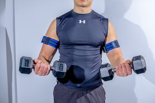 MuscleForge Blood Flow Restriction Bands, 2X Occlusion Bands for Legs, Elastic Bands with Buckle Fasteners for Muscle Building and Pump, BFR Cuffs (Blue)