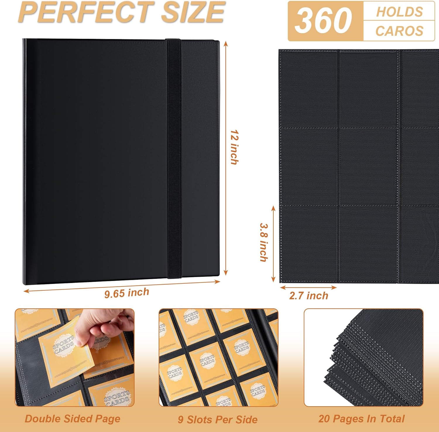 Skiennix Card Binder - 9 Pocket Storage Album for YuGiOh, MTG & TCG Cards | Sturdy Black Design