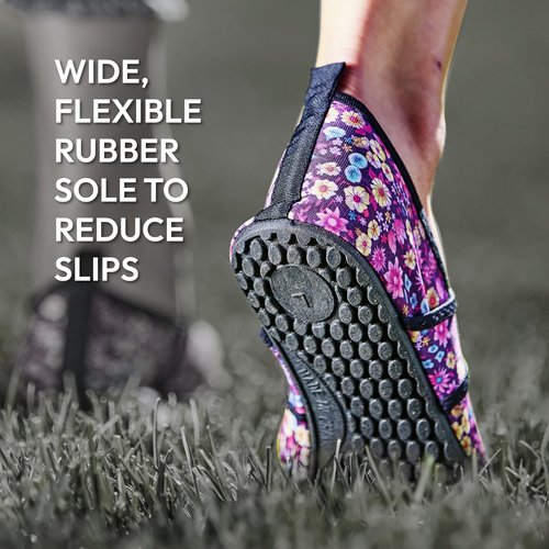 Nufoot Futsole Women's Soft-Sided Shoes for Indoors/Outdoors, Foldable & Flexible Footwear for Sport, Exercise, Yoga or Travel, Dance Shoes, Butterfly Large