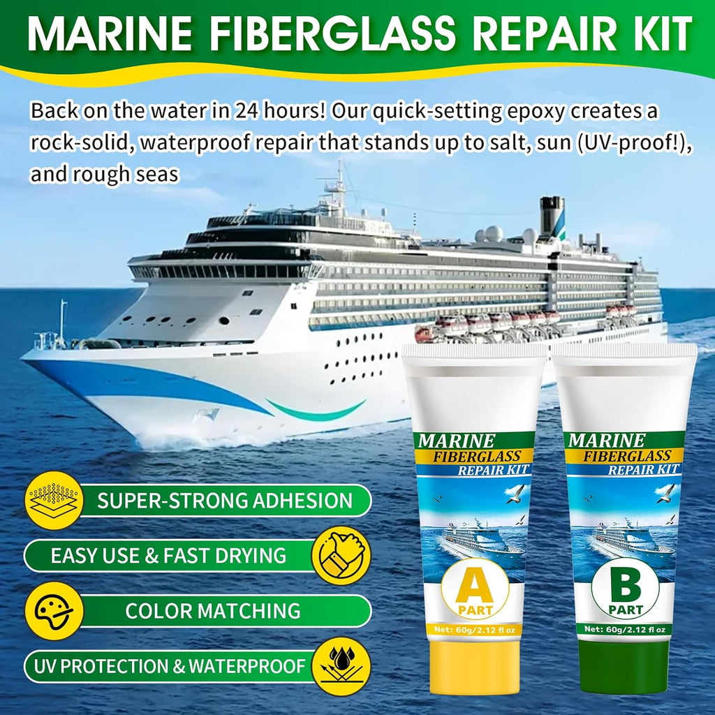 Skiennix Marine Fiberglass Repair Kit - 120g Gel Coat Epoxy Filler for Boats | Fix Holes, Chips & Cracks