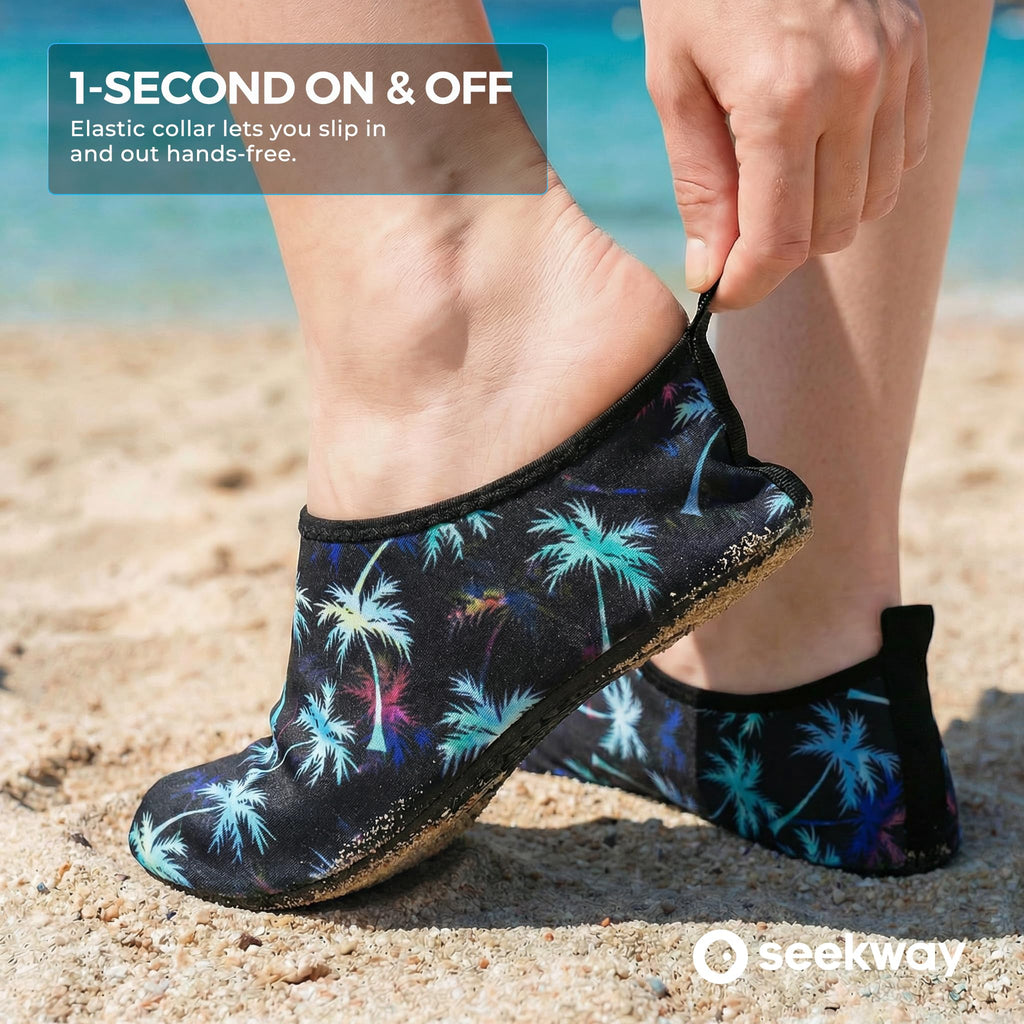 SEEKWAY Water Shoes Women Men Adult Quick-Dry Aqua Socks Barefoot Non Slip for Beach Swim River Pool Lake surf Black Size SK002