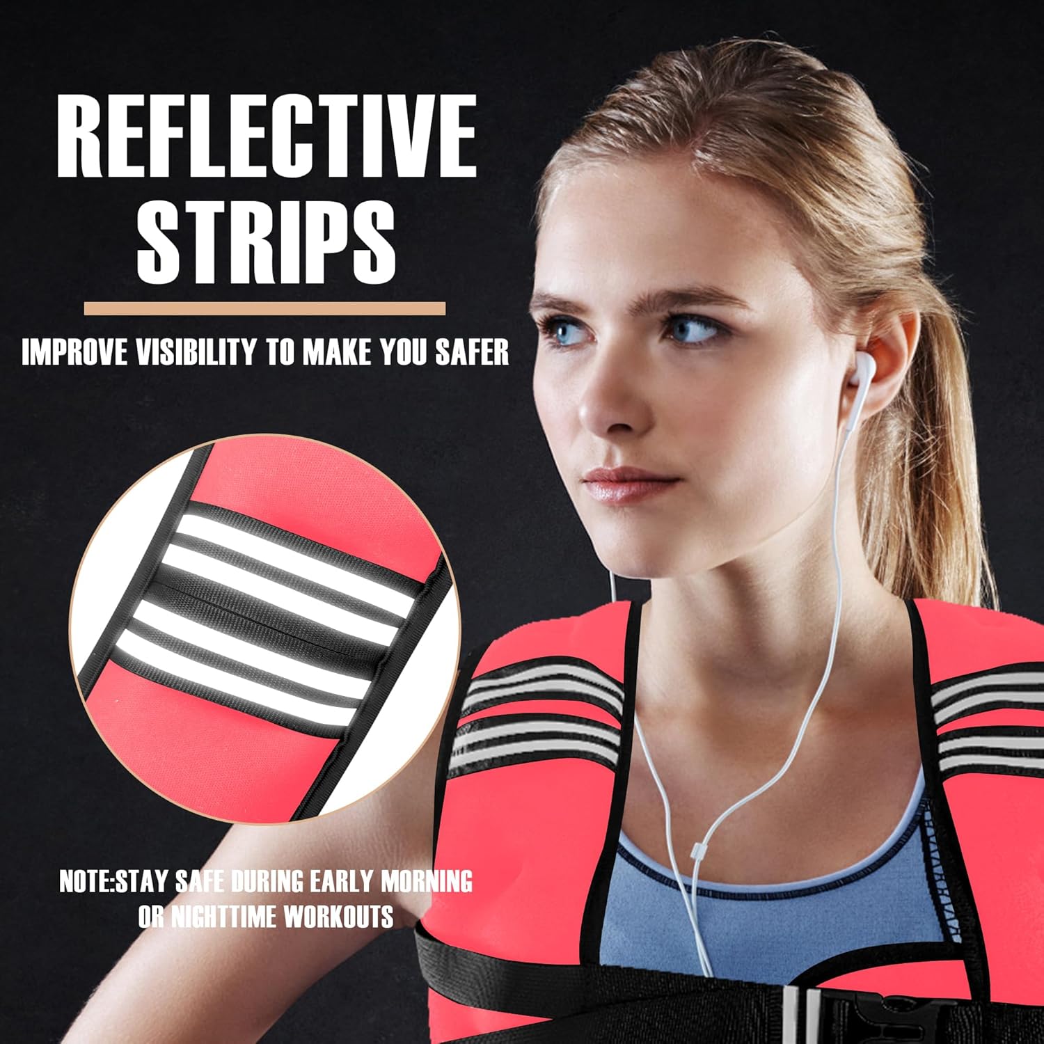 Skiennix Weighted Vest - Adjustable 5-30lbs for Men & Women | Reflective Stripe for Enhanced Safety