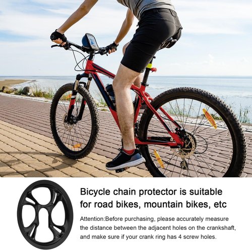 KingBra Bike Chain Guard Protector, 48T 4 Holes Plastic Bicycle Sprocket Protective Cover, Black Bike Chainwheel Protective Guard Cover with 4 Screws for Mountain Bikes, Road Bikes