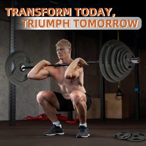 Fitvids 2 Inch Olympic Barbell Weight Plates Set, 70 LB(2.5-10 LB) Barbell Weight Set for Home Gym Strength Training, Triple-handle Design