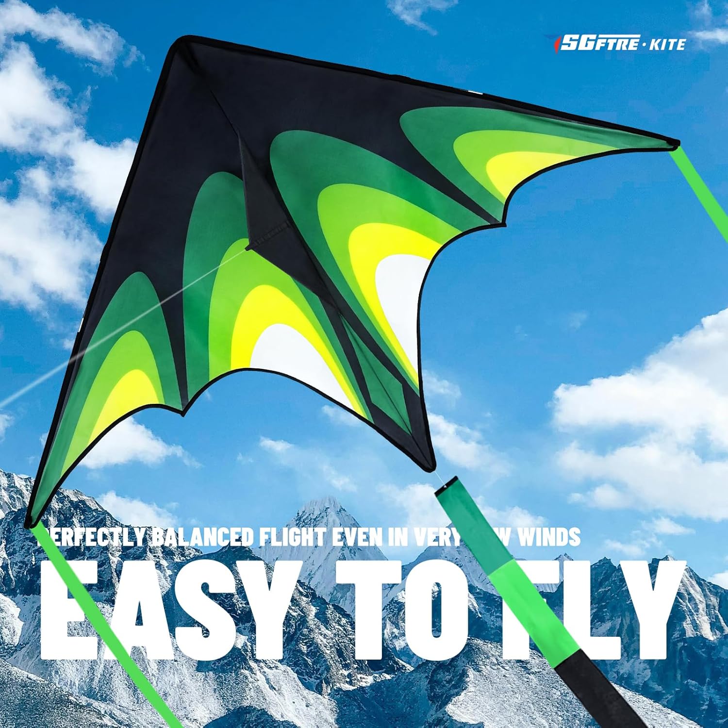 SGftre Delta Kite - Easy to Fly Single Line Kite with Tail for Kids & Adults | Perfect for Beach & Park Fun