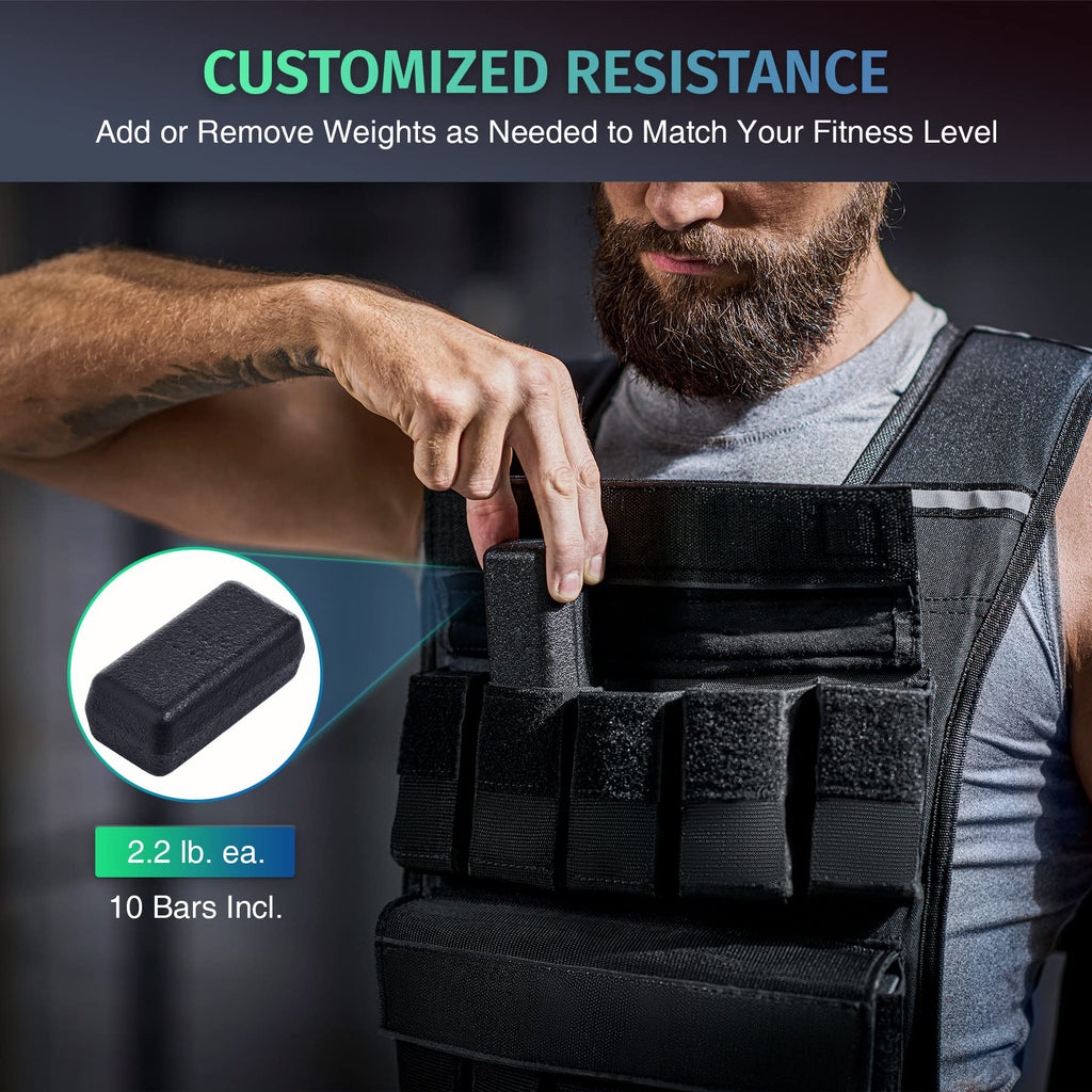 ZELUS 23lb Weighted Vest with Adjustable Weights for Exercise, Weight Vest for Men, Workout Vest for Home Workouts Cardio Strength Training Weight Loss (23lb-Iron Bar)