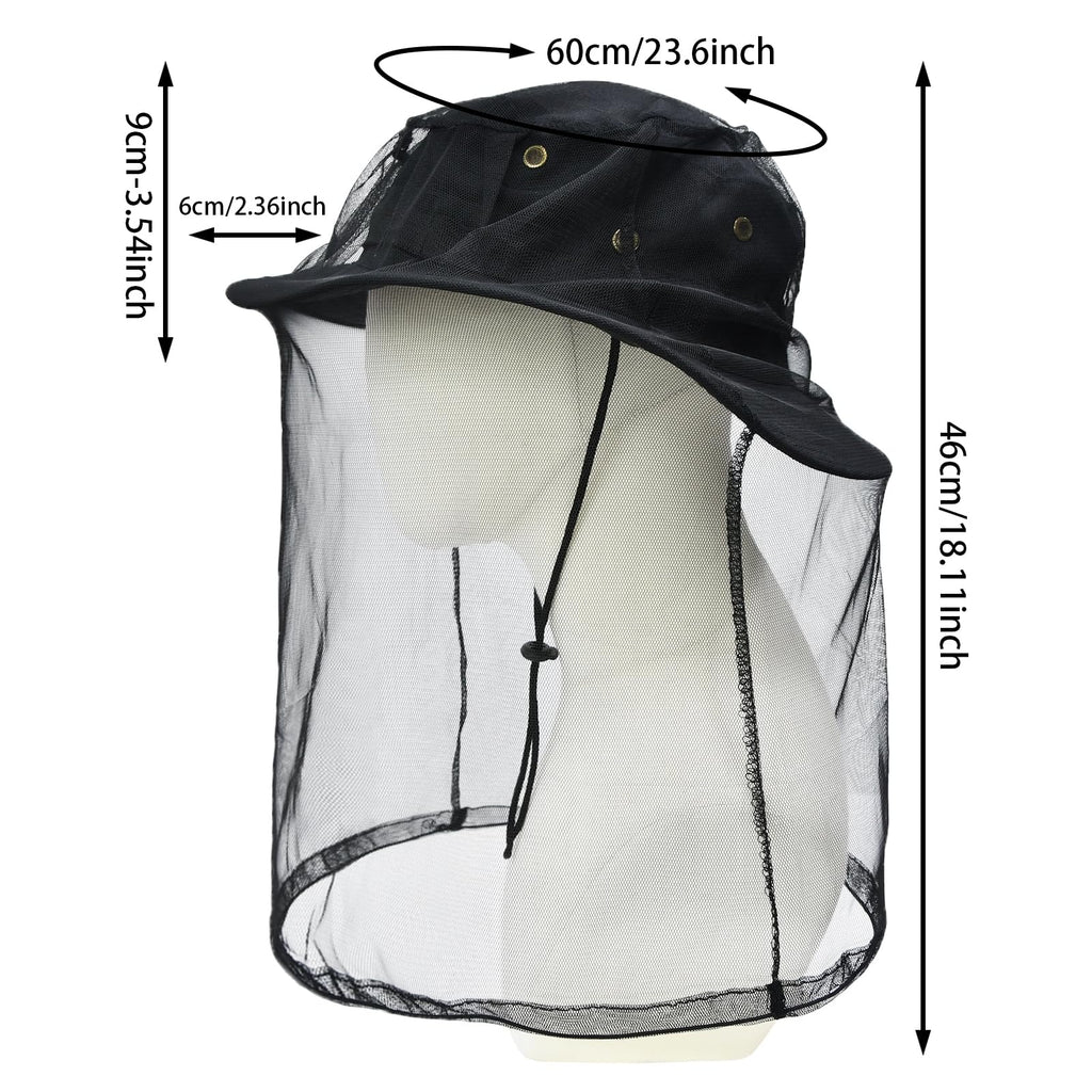 Sun Hats for Men Women Bucket Hat UPF 50+ Boonie Hat Foldable UV Protection Hiking Beach Fishing Summer Safari with Removable Head Net Mesh(1pack-Black)
