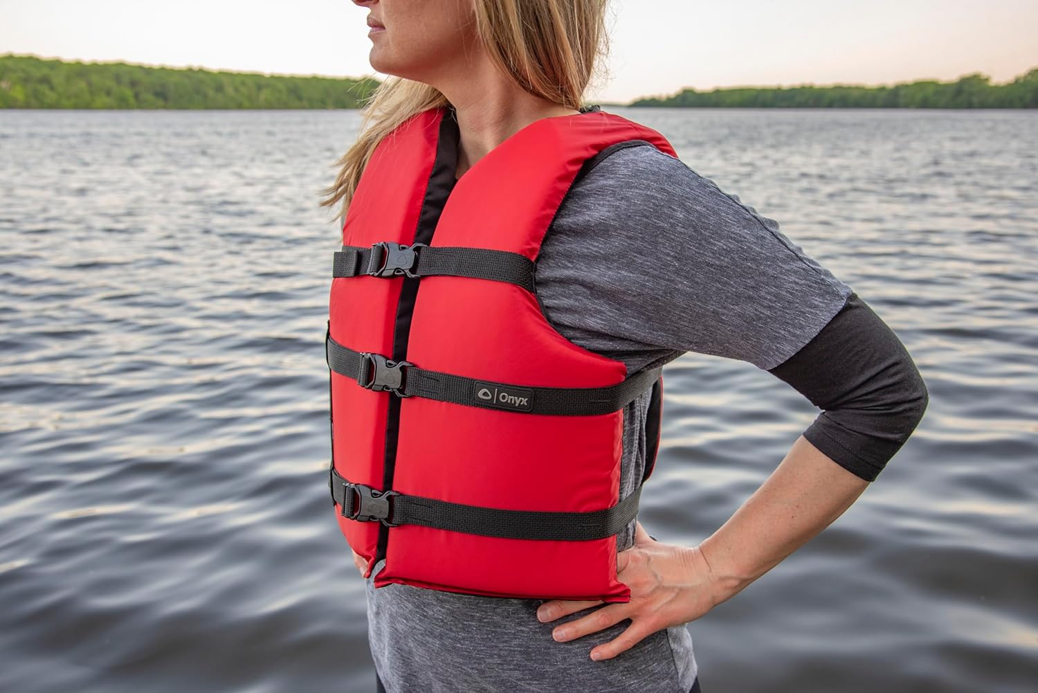 Onyx Life Vest | Adult Universal Fit - 4-Pack in Red & Blue, 30-52 Inch Chest, For 90+ lbs