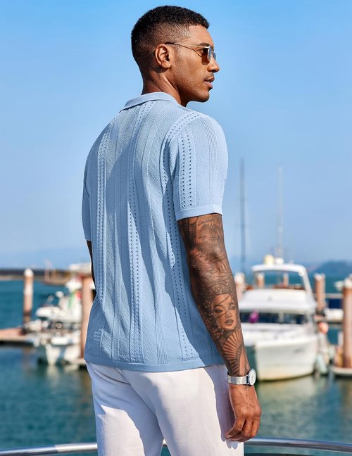 COOFANDY Men's Short Sleeve Polo Shirt - Casual Knit Design for Summer Beach Wear