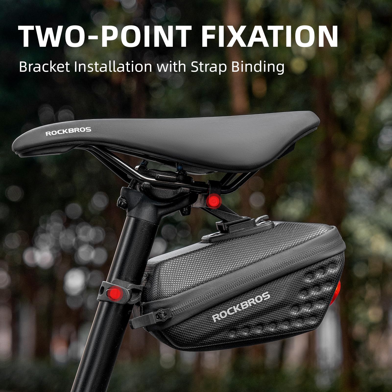 ROCKBROS Bike Saddle Bag, Hard Shell Bicycle Saddle Bag With Tail Lights, 0.45L Bike Seat bag,Suitable for Nighttime Cycling (Black)