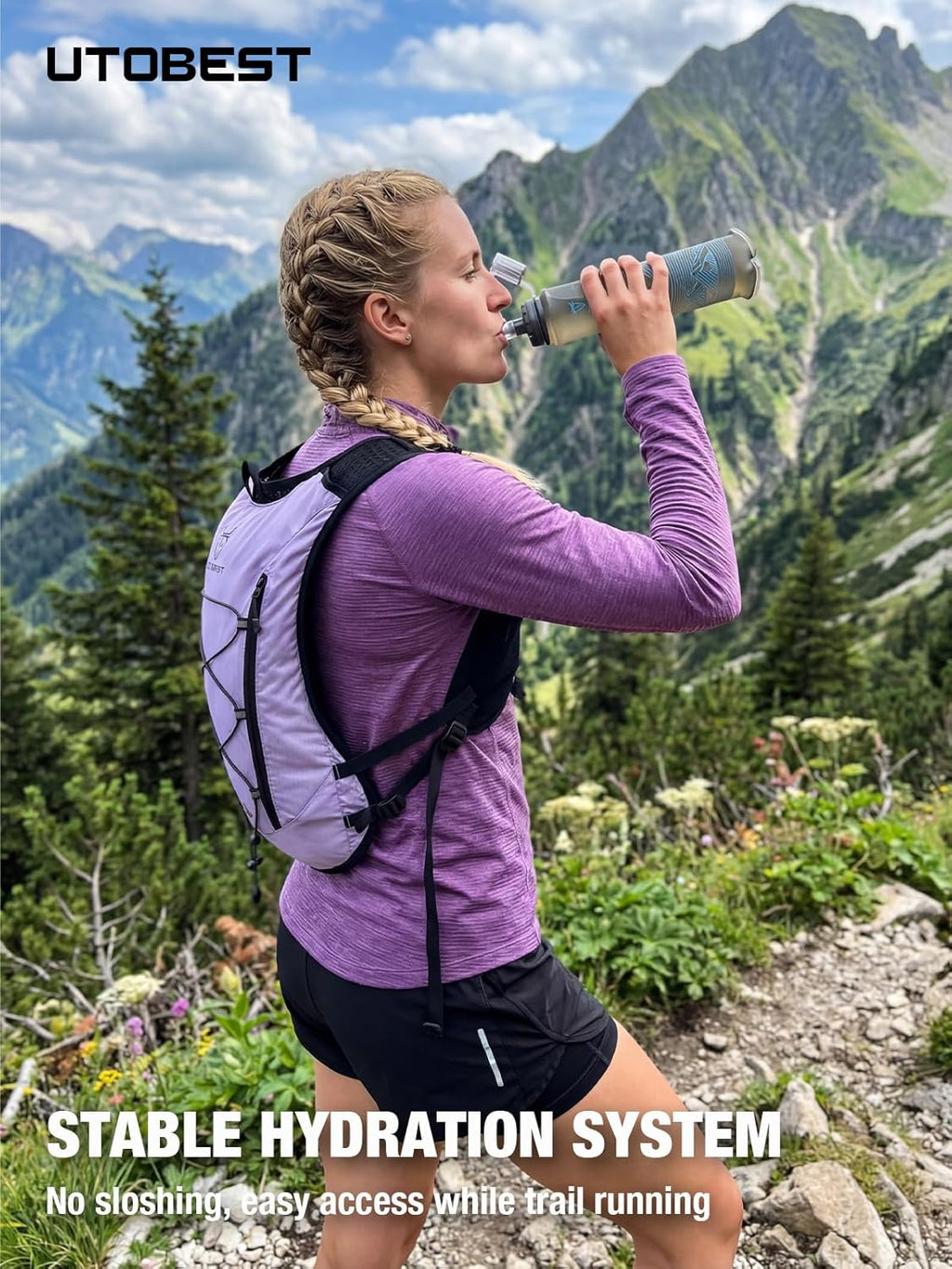 UTOBEST 10L Running Hydration Vest - Lightweight Adjustable Trail Running Backpack with 2L Bladder for Men & Women